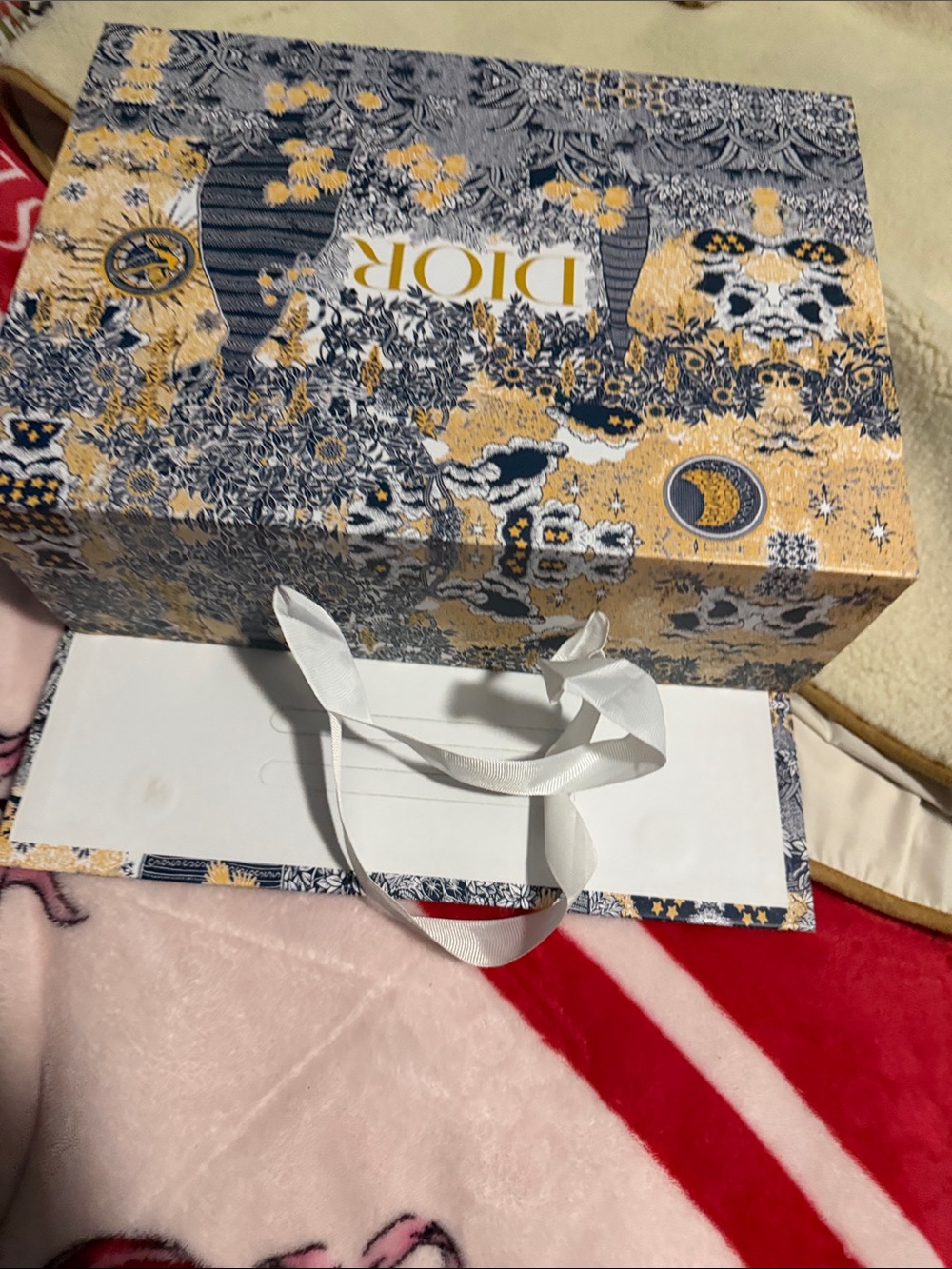 Dior Floral Illustration Box in Navy & Gold unused.